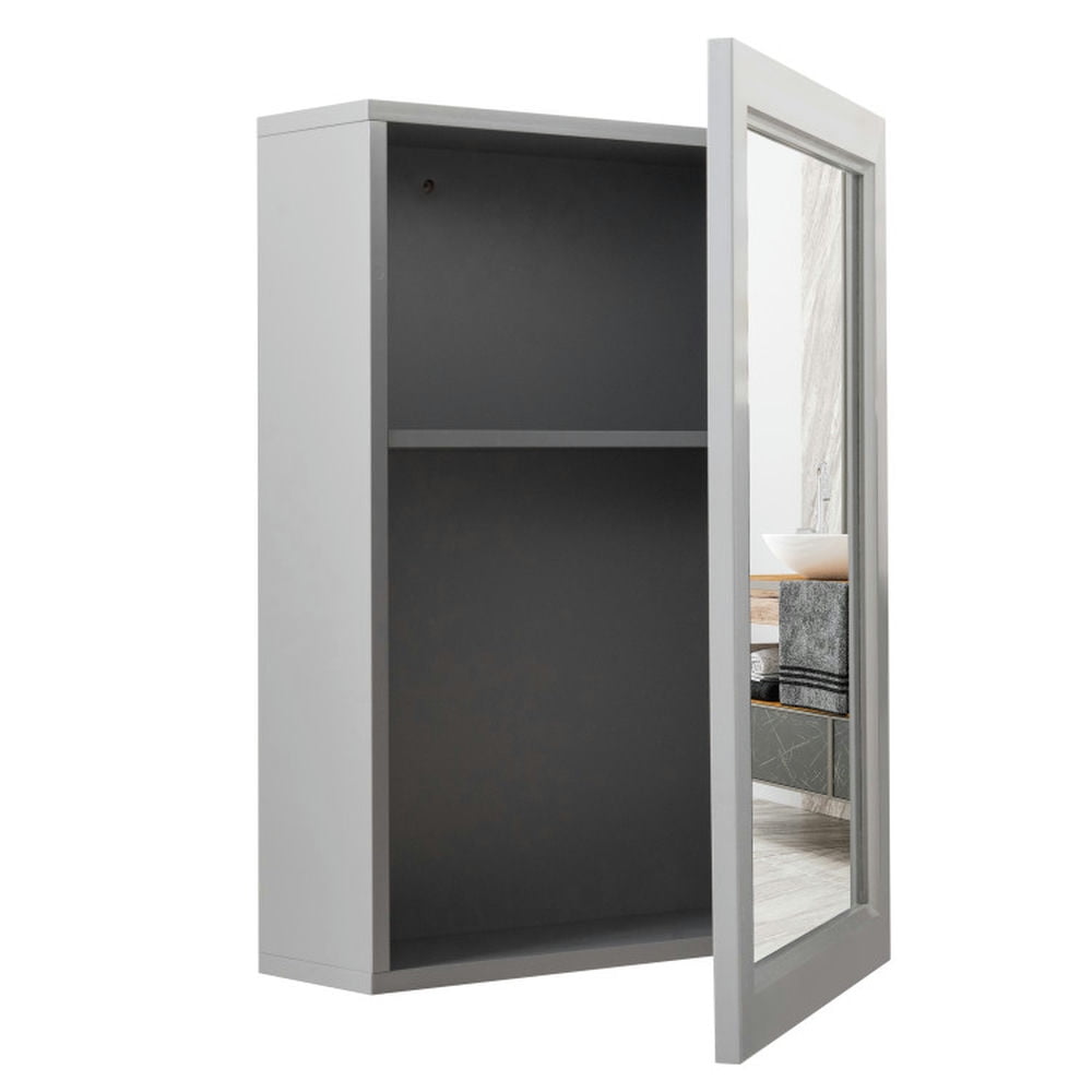 Finihen Bathroom Wall Cabinet, Wall Mounted Bathroom Mirror Cabinet, Wall-Mounted Mirrored Medicine Cabinet, for Bathroom, Gray Finihen Bathroom Wall Cabinet, Wall Mounted Bathroom Mirror Cabinet, Wall-Mounted Mirrored Medicine Cabinet, for Bathroom, Gray