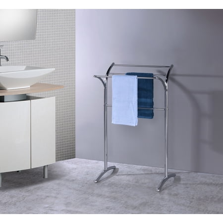Plymouth 3 Tier Freestanding Bathroom Towel Rack Organizer, Chrome Metal
