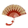thumbnail image 2 of Folding Fans Chinese Style Handheld Fans Vintage Silk Fabric Holding Fan Foldable for Wedding Dancing Cosplay Party Wall Decoration, 2 of 6
