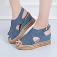 thumbnail image 5 of Juebong Women PlatformThick Bottom Fish Mouth Strap Sandals Slope Heel Casual Shoes,Blue Size 8.5, 5 of 5