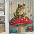 thumbnail image 6 of Patifu Frog Mushroom Fantasy Art Bathroom Decor Set with Hooks - Graphic Print Polyester Washable Shower Curtain - Chic Modern Bathroom Decor 60"x72, 6 of 7