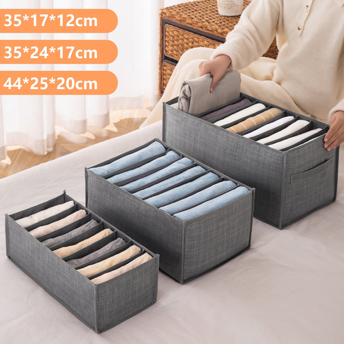 Jeans Clothes Compartment Storage Box Closet Wardrobe Drawer Divider  Container