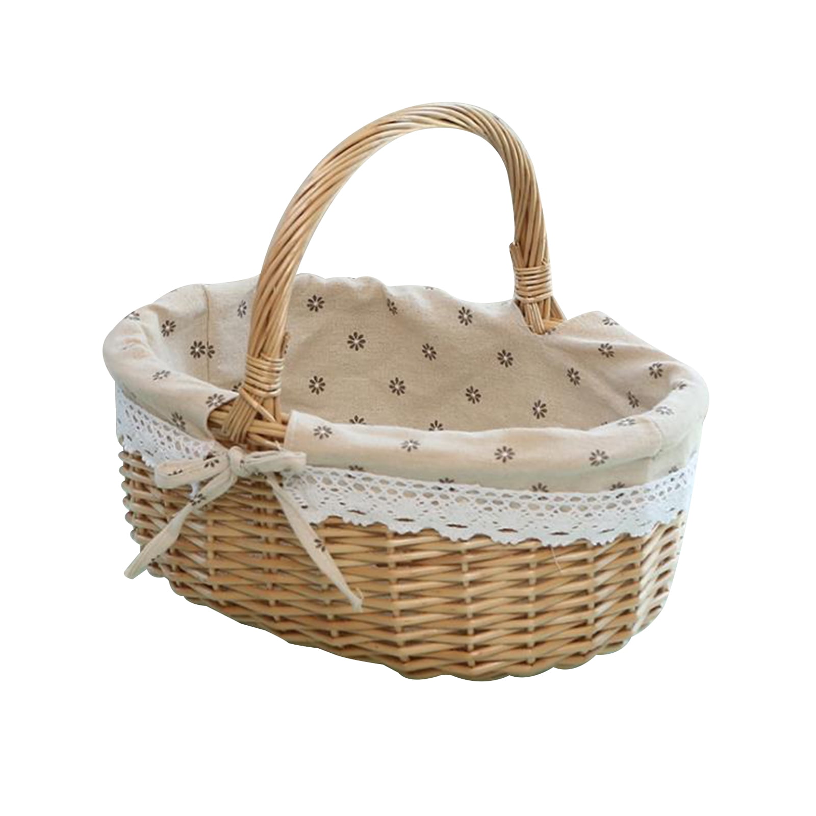CreantiveArrowy Handwoven picnic basket linen storage basket oval gift