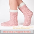 thumbnail image 4 of cosyone1997 Women's Fuzzy Slipper Socks with Grips, Thermal Sherpa Fleece Lined, Winter Warm Cabin Foot Warmers Non-Slip Grippers, Fluffy Cozy  Gifts for Her Girlfriend Wife Mom Grandma, 4 of 7