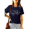 thumbnail image 3 of ABPHQTO Camiseta gráfica con estampado de letras Happy Camper casual azul para mujer, 3 of 5