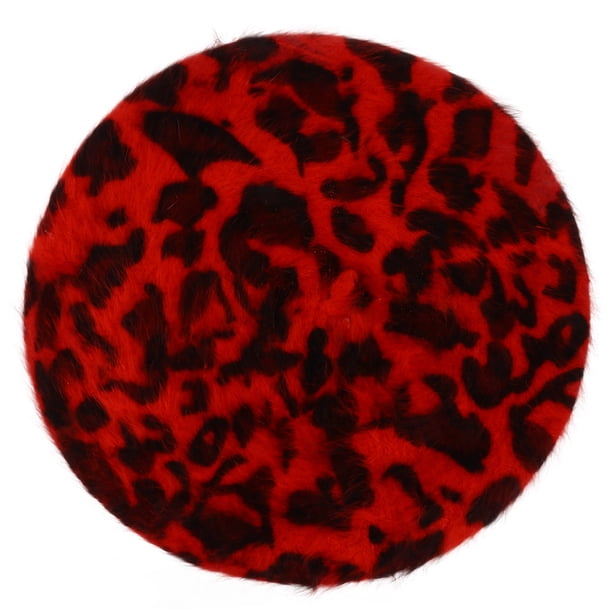 Moda para mujer Sombrero de boina de pelo de conejo Otoño Invierno Sombrero de mujer con estampado de leopardo