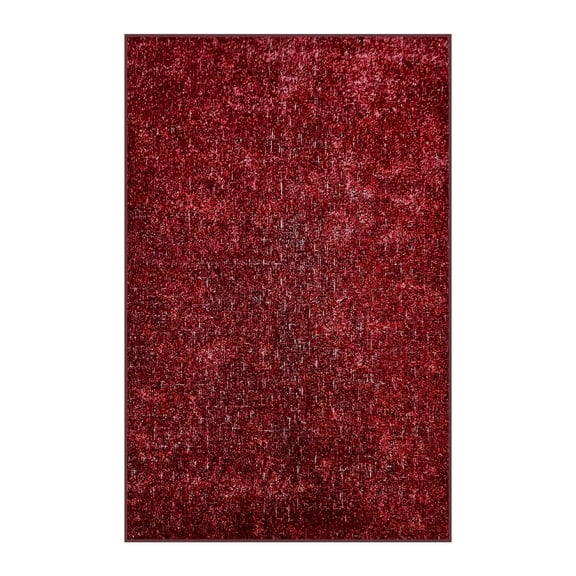 Koeckritz Rugs Red Black Indoor/Outdoor Artificial Grass Rug, 5'x16', Lightweight