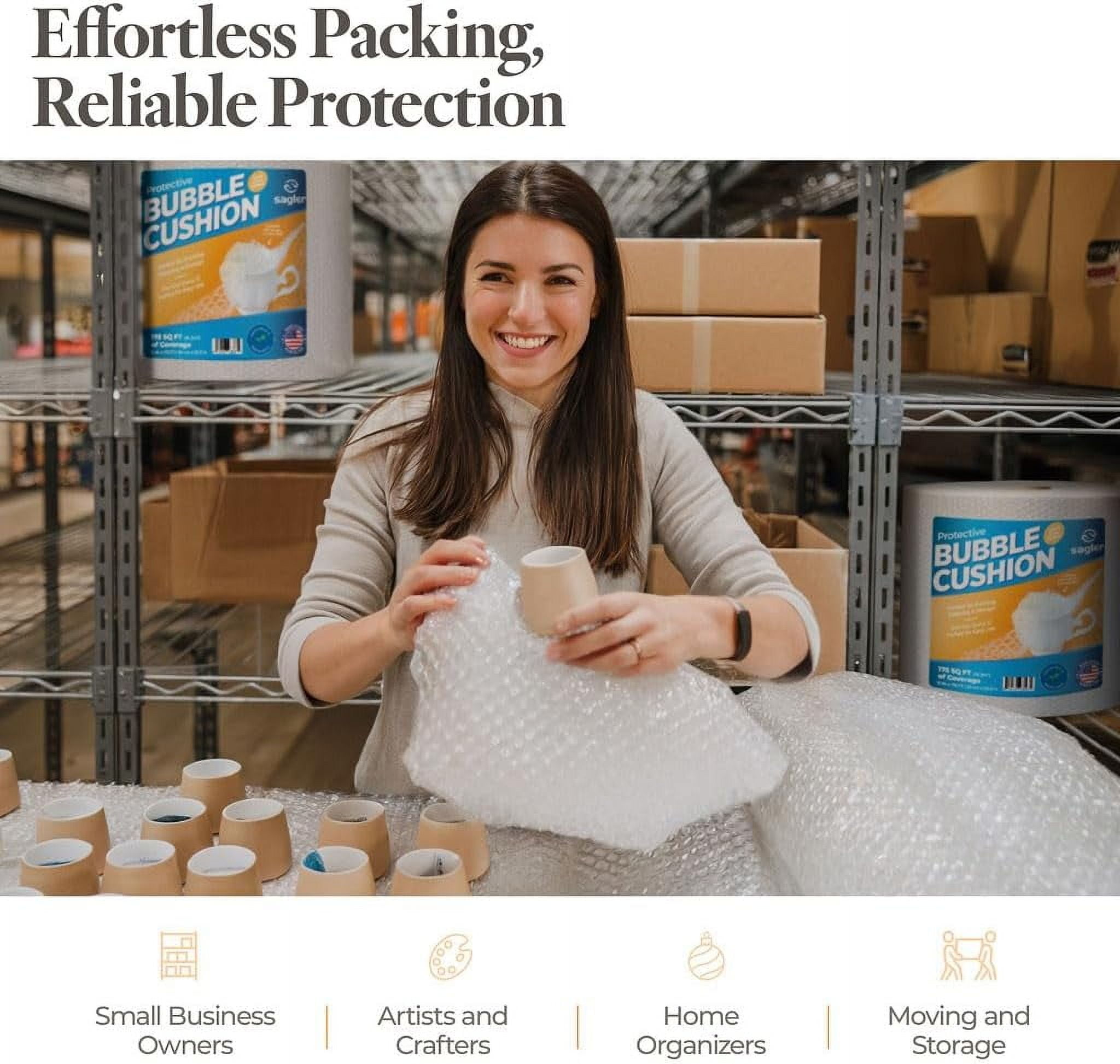 Bubble cusion for Packing & Moving - 12" Width X 175 FT - Bubble cusion for Moving, Extra Protection for Shipping, Packaging Boxes & Mailers, Perforated Every 12 IN, Clear Cushioning Wrap