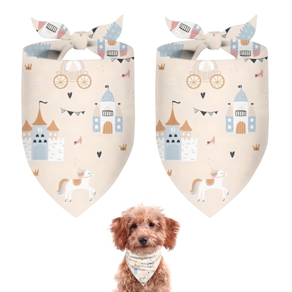 Dog Bandana 2 Pack,Minimalist Princess Pattern Bandanas for Dogs,Cat Bandana,Small/ Large Dog Bandana 2 Size,Dog Bandanas