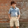 thumbnail image 2 of Generic Boys Cotton Cargo Shorts Teens Golf Casual Lightweight Elastic Waistband Comfy Long Short Pants Multi Pocket Wide Leg Bermuda, 2 of 8
