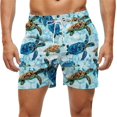 thumbnail image 2 of hlysgo Swim Trunks for Men no Liner Casual Graphic Drawstring Quick Dry Beach Shorts with Pockets Summer Travel Swim Shorts Blue XXXXXL, 2 of 6
