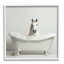 Stupell Industries Horse Bubble Bath Animals & Insects Painting White Framed Art Print Wall Art, 12 x 12