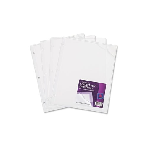 Avery Corner Lock Plastic Sleeves 20 x Sheet Capacity - 3 x Holes - Ring Binder - Clear - Polypropylene, Plastic - 4 / Pack