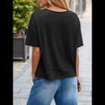 thumbnail image 4 of Camisetas de Verano con Cuello en V para Mujer, Blusas Casuales de Corta, Holgadas y Básicas. Negro S, 4 of 9