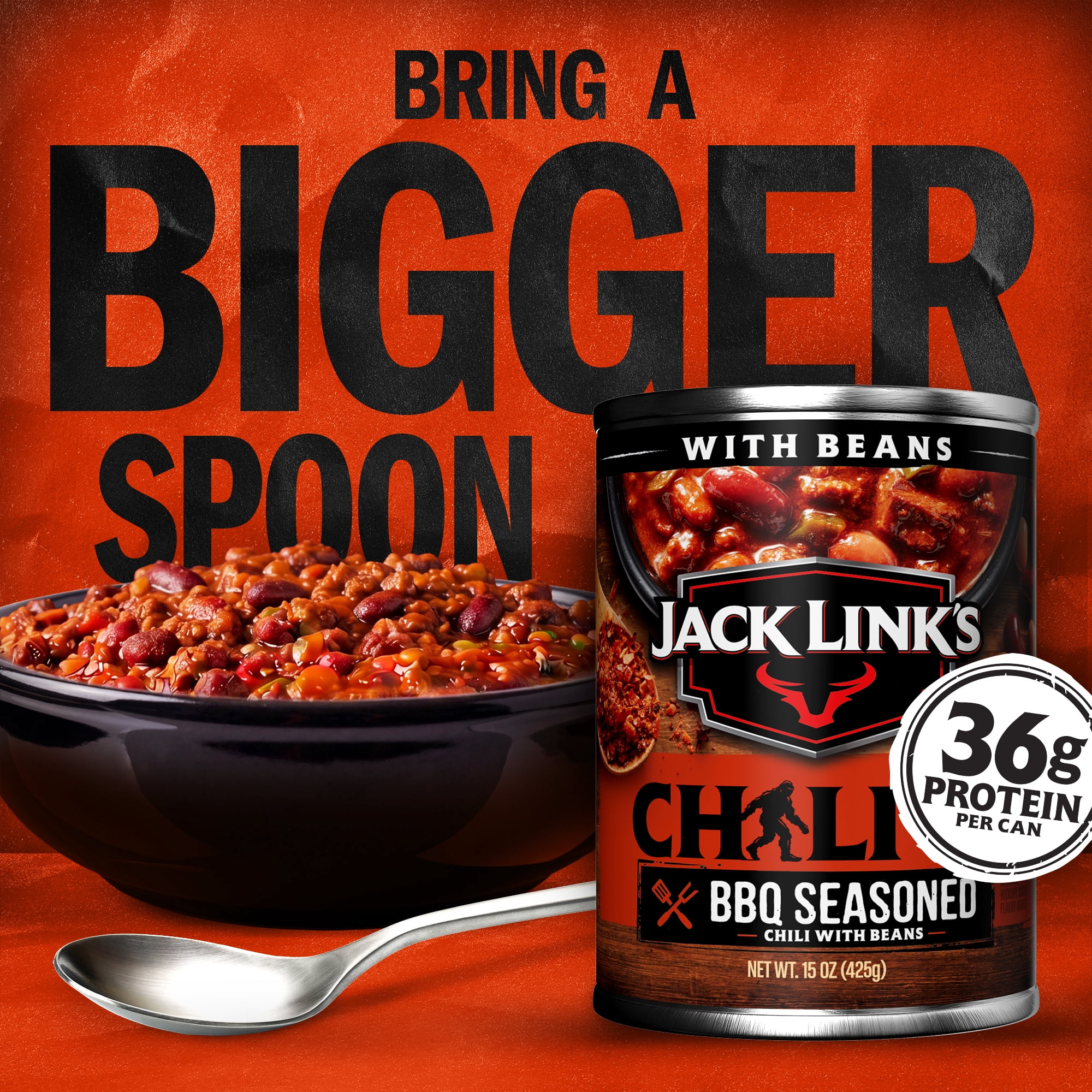 Jack Link's Chili, BBQ Flavored, 15Ounce Can, Hearty Chili Made with 100% Beef