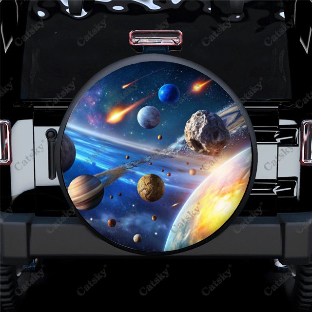 Planètes du Système Solaire Polyester Housse de Roue de Rechange Universelle pour Remorque RV SUV Camion Campeur