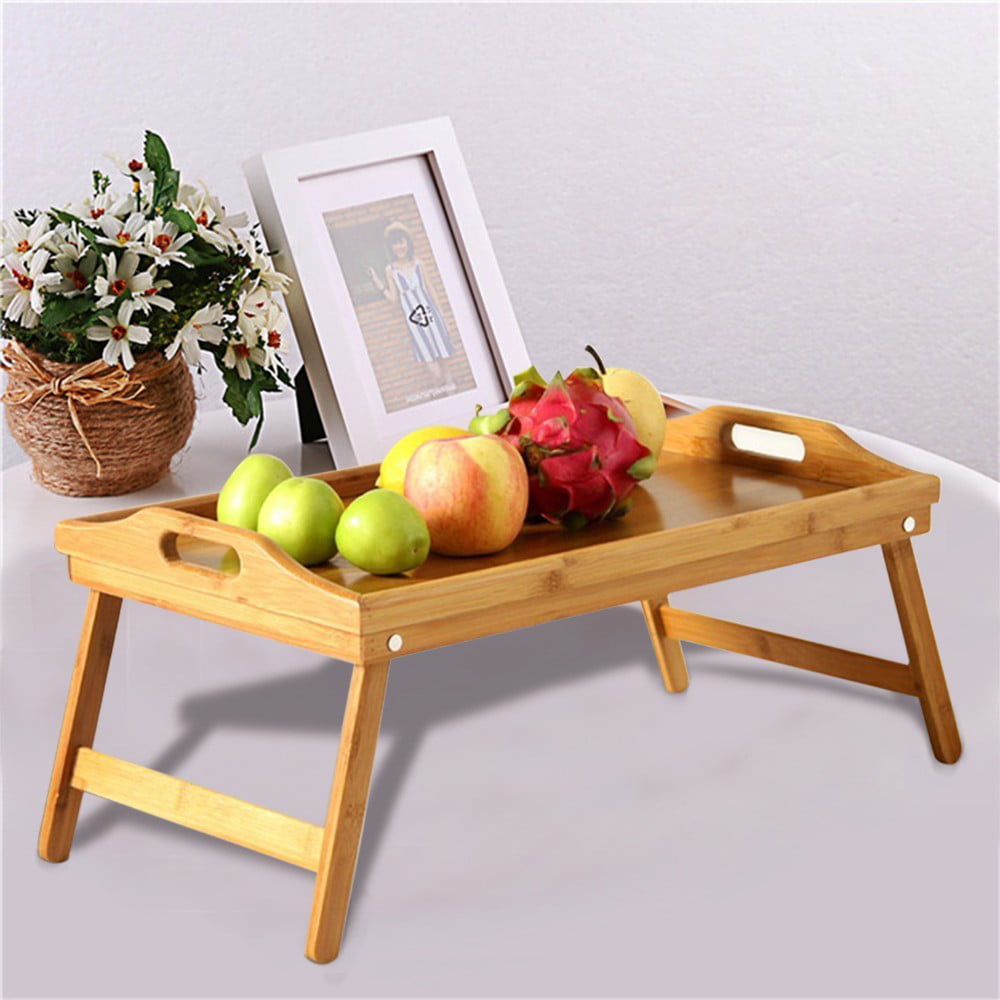 Bamboo Tray With Foot Tray Portable Tray Bed Tray Multifunctional Folding Table 