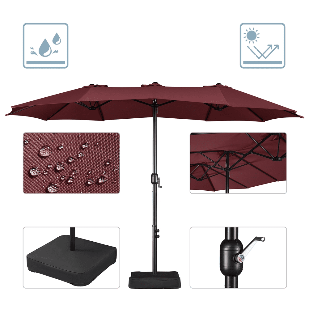 Renwick 13 FT Triple-Size Extra Large Patio Umbrella with Crank, Burgundy