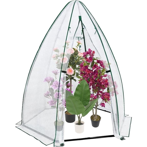 54x54x71 In Walk-In Greenhouse Tent PE Cover Metal Frame Zipper Door Mesh Window