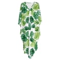 thumbnail image 4 of Xoenoiee Tropical Monstera Palm Leaves Print Caftans for Women V-Neck Moomoo Dresses 70s Kaftan Dress Batwing Sleeve Bikini Cover up Lightweight Loungewear Maxi Dress, 4 of 7