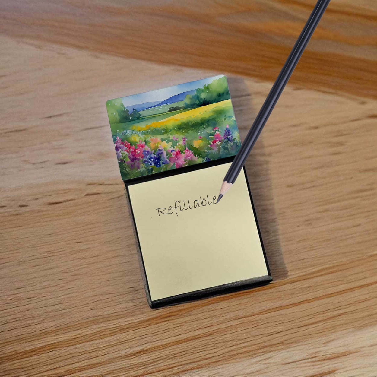 Massachusetts Mayflowers in Watercolor Sticky Note Holder 3.25 in x 5.25 in
