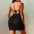 thumbnail image 5 of Sngxgn Women Swimsuit Cover up Bikini Sleeveless Beach Dress Crochet Hollow Out Coverup(Black,L), 5 of 7