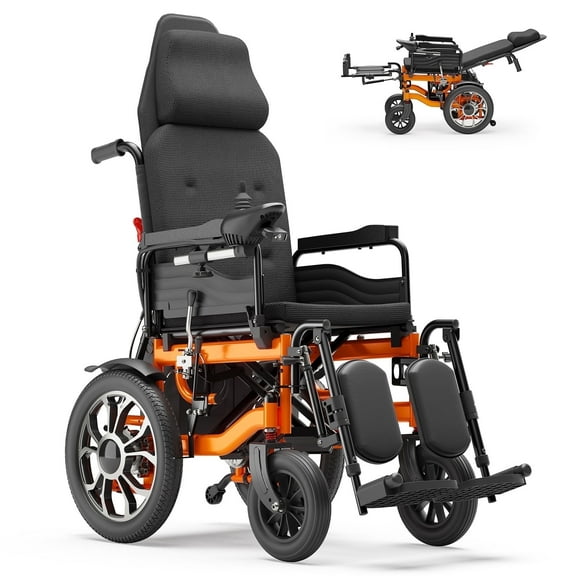 Morrean Reclining Electric Wheelchair, Foldable Motorized Wheelchair for Adults Seniors, 20 Miles Range,500W Motors