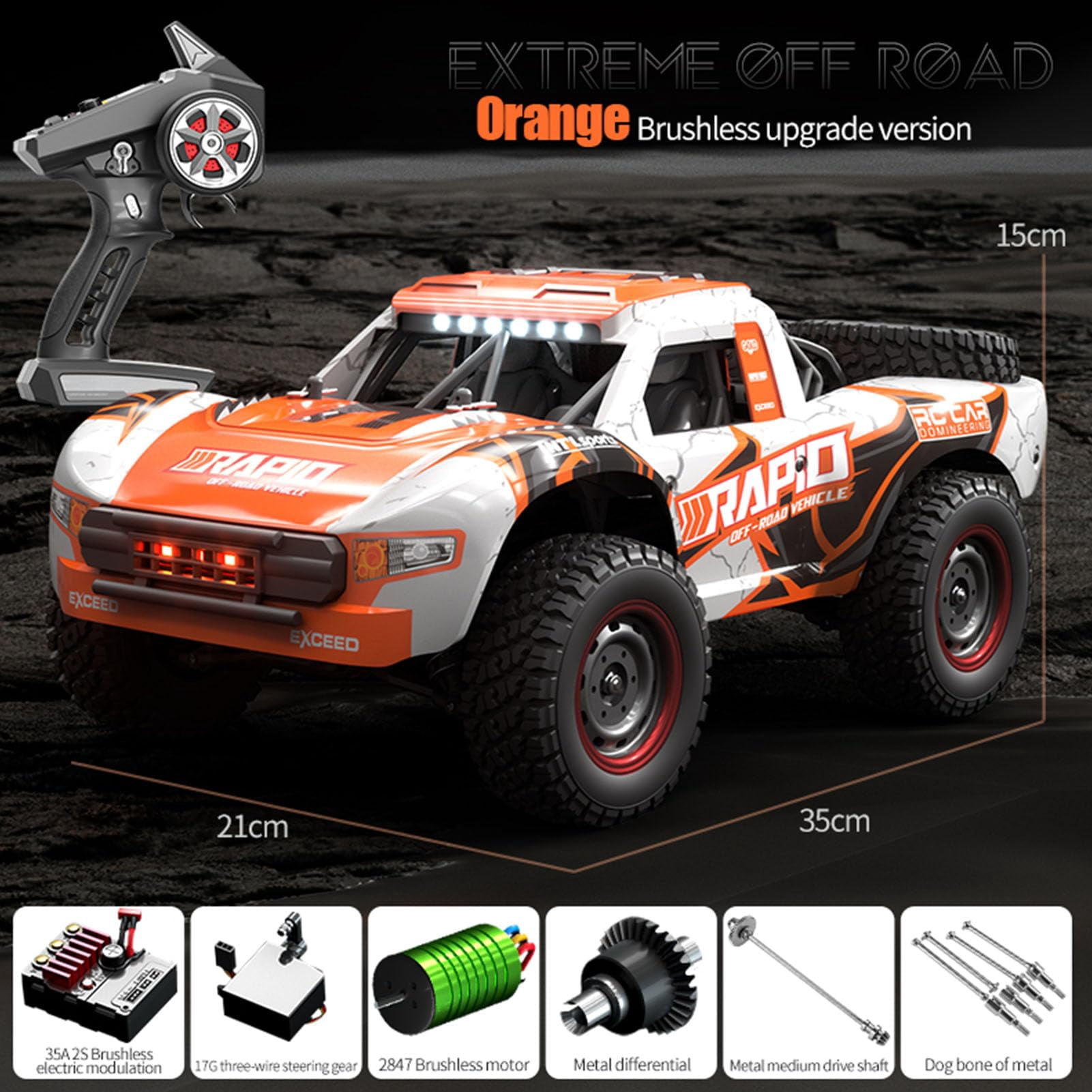 1:14 RC Cars 70 KMH High Speed Brushless Remote Control Car All Terrain Fast Trophy Truck for Adults, 4WD Off-Road Hobby RC Buggy 50 Mins Play