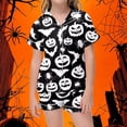 thumbnail image 2 of Tisuna Kids Girls Short Sleeve Pajamas Set Halloween Pumpkin Bat Print Collared Tops And Shorts Pjs Set Fashion Cute Kids Halloween 2 Pieces Indoor Wear For Age 2-13 Years, 2 of 4