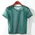 thumbnail image 5 of DHFJKG Mesh Sheer Summer Tops For Women Metallic Short Sleeve T Shirt Going Out Sexy See Through Clubwear Party Shirts Trendy Tops, 5 of 6