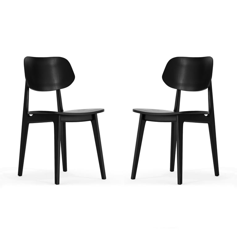 Emma + Oliver Set of 2 Solid Wood Dining Chairs with Curved Oval