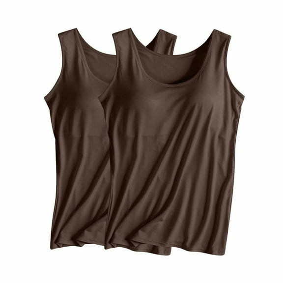 Womens Tank Tops with Built in Bra 2025 Casual Scoop Neck Sleeveless Tees Basic Workout Top Camisole Undershirt