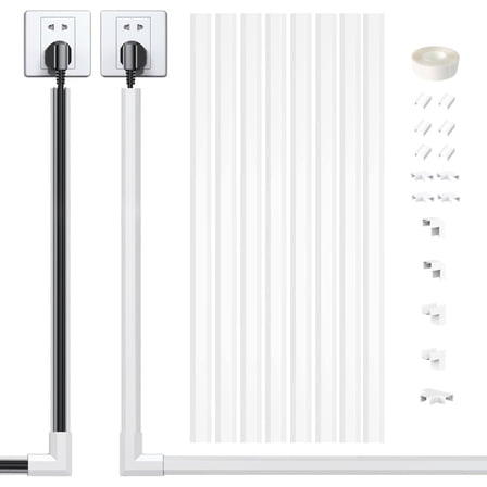 10-Pack White PVC Wiring Duct 15x9mm, Flame Retardant Self-Adhesive Cable Raceway Kit