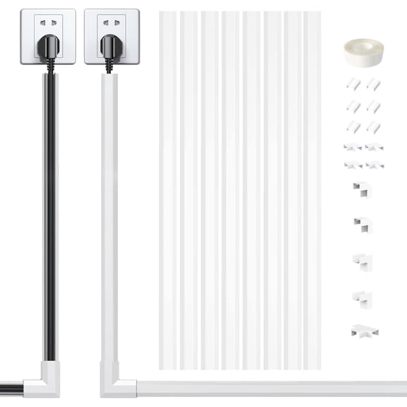 10-Pack White PVC Wiring Duct 15x9mm, Flame Retardant Self-Adhesive Cable Raceway Kit