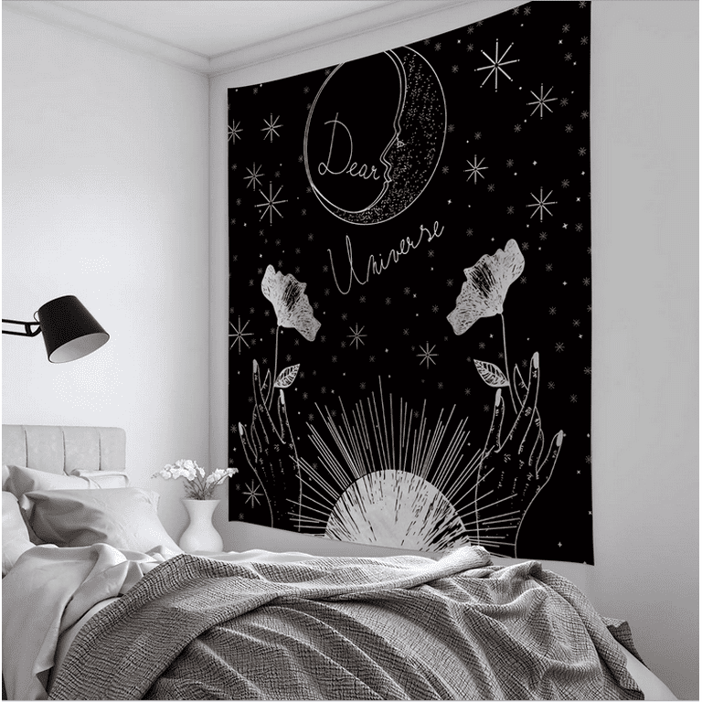Wall Tapestry Black and White Tapestry for Bedroom Tarot Wall Hanging Tapestry Decoration Room Dorm
