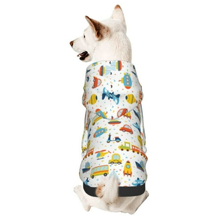 Haiem Cartoon Transport for Winter Dog Hoodie Sweatshirts with Pockets Warm Dog Clothes for Small Dogs Chihuahua-Small