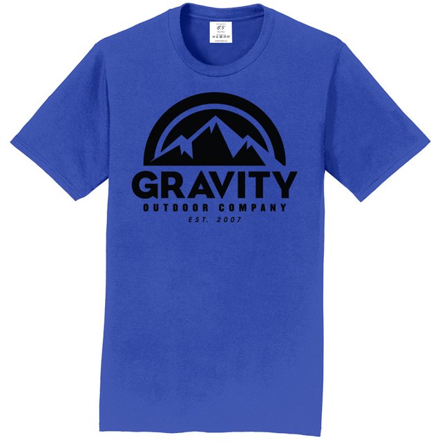 Camiseta de manga corta de Gravity Outdoor Co. - Royal - Logo negro - Grande Gravity Outdoor Co. Camiseta de manga corta