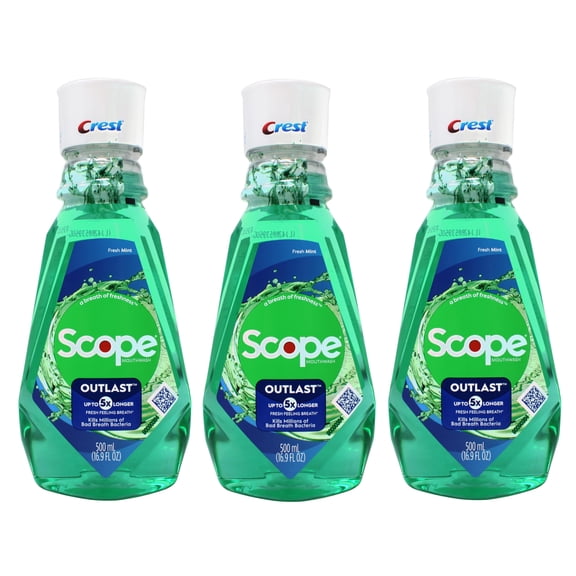 Crest Plus Scope Outlast Mouthwash, Mint 16.90 oz (Pack of 3)