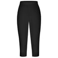 thumbnail image 3 of Gaukiv Womens Lace Trim Capris Stretch Fit Cropped Leggings Black S, 3 of 6