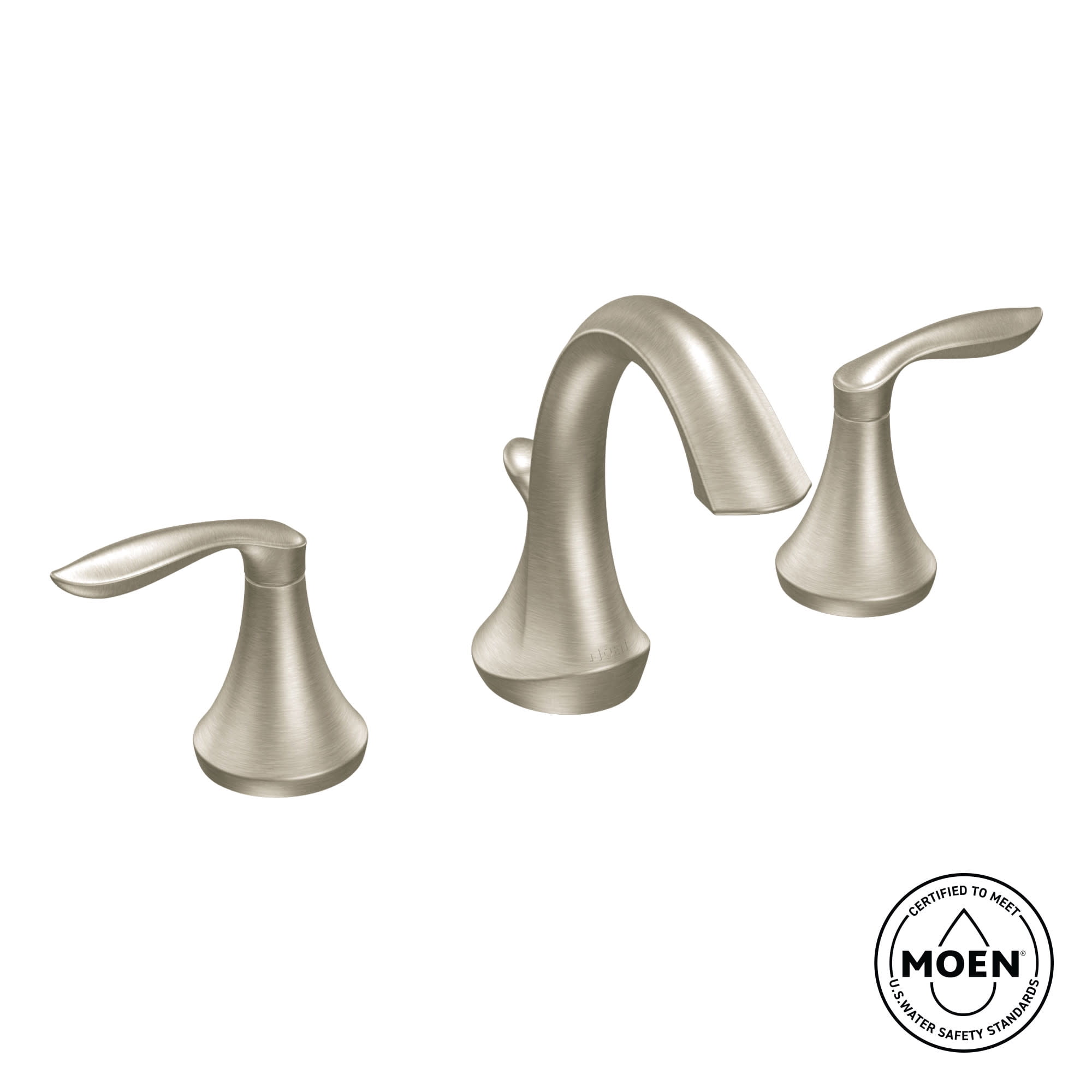 Moen Eva Brushed Nickel Two-Handle High Arc Widespread Bathroom Sink Faucet for 3-Hole Setups with Valve Included, TV6420BN