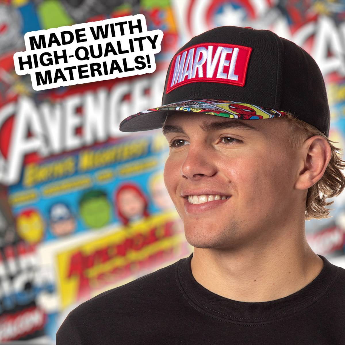 Marvel Hat For Men Vintage Comic Scenes Embroidered Marvel Logo Superhero Snapback Hat Cap