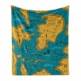 thumbnail image 1 of Island Map Soft Flannel Fleece Blanket, Historical Adventure Map Pattern with Sail Boats Direction Route Track Graphic, Cozy Plush for Indoor and Outdoor Use, 70" x 90", Orange Blue, by Ambesonne, 1 of 6