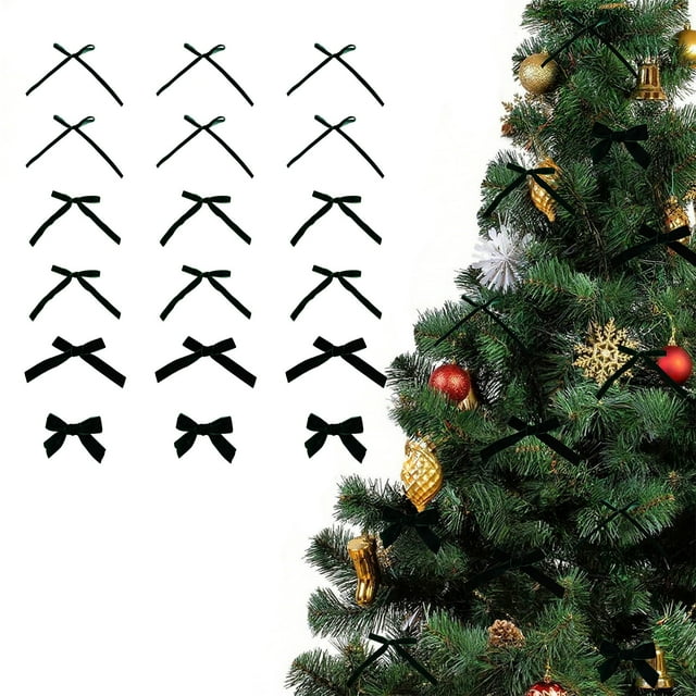 Dvkptbk Velvet Bow Christmas Velvet Ribbon Handmade DIY Mini Bow Christmas Tree Ornaments Christmas Decorations Hanging Decor Holiday Products Christmas Decorations
