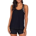thumbnail image 3 of Haut de Tankini Rehausseur à Dos en T à Bretelles, Imprimé à Rayures Blouson pour Femmes avec Short, 3 of 4