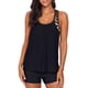 thumbnail image 3 of Tankini push up con espalda en T, estampado de rayas y tirantes, con pantalones cortos para mujer, 3 of 4