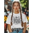 thumbnail image 4 of Women's T-Shirt She Believed She Could So Did Simplle Short Sleeve Casual Tee Classic Crew Neck T Shirt for Women White, XL, 4 of 7