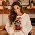 thumbnail image 4 of Halloween Faceless Gnome Doll, Striped Long-Leg Witch Hat with Broom Figurine, Spooky Tabletop Ornament for Home Party Home Shelf Mantel Decor, 4 of 6
