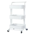 thumbnail image 1 of 3-Tier Rolling Storage Utility Cart, Heavy Duty Craft Cart with Wheels and Handle, White, 1 of 9