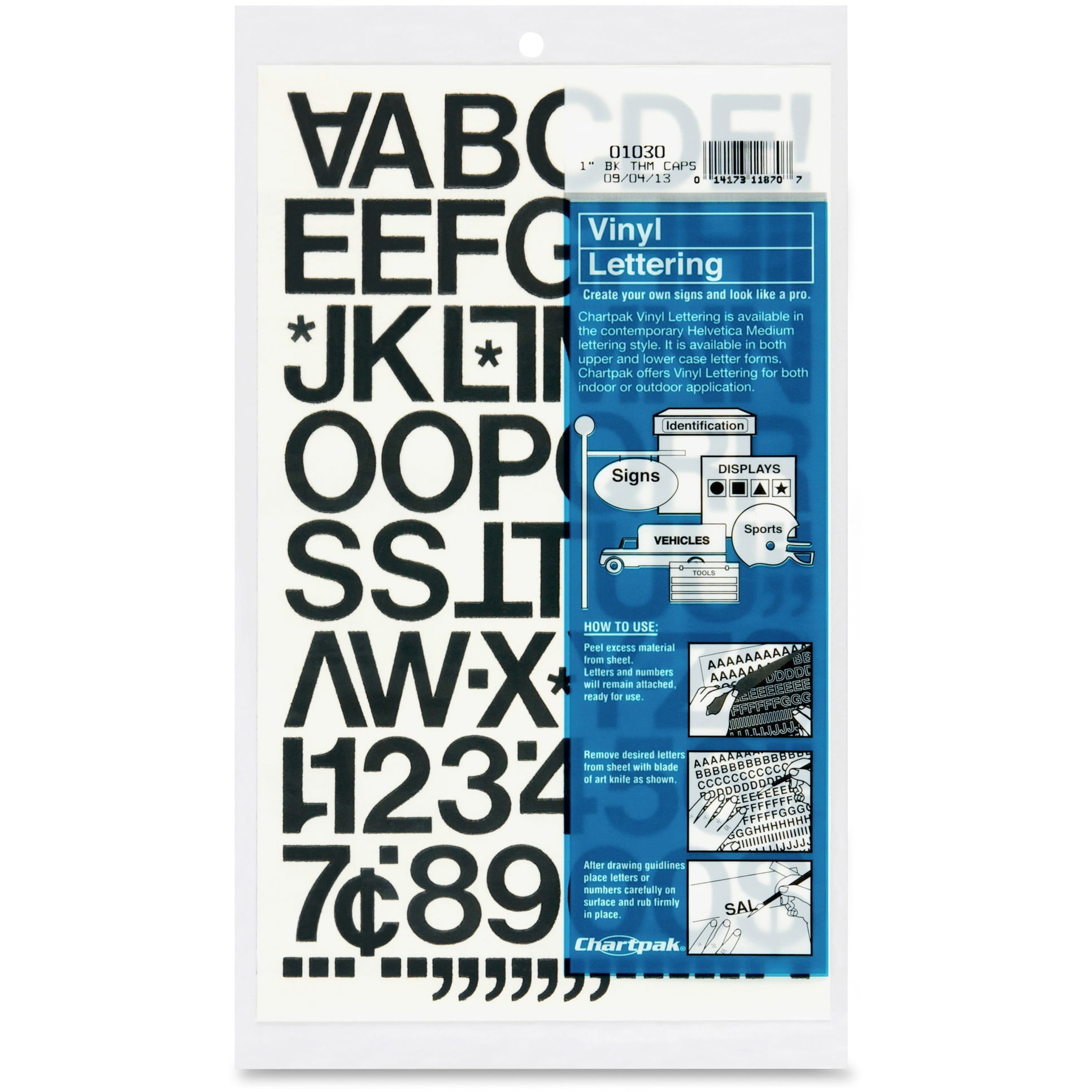 25mm 13 Characters 1 inch high pre-spaced stick on vinyl letters & numbers 