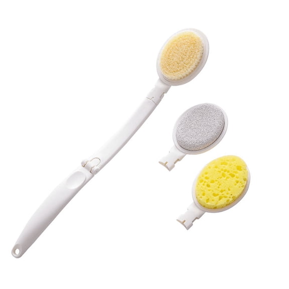 3 in 1 Back Bath Brush Set for Shower, 19" Long Handle Body Brush, Bath Sponge and Pumice Gentle Exfoliation and Improved Skin Health